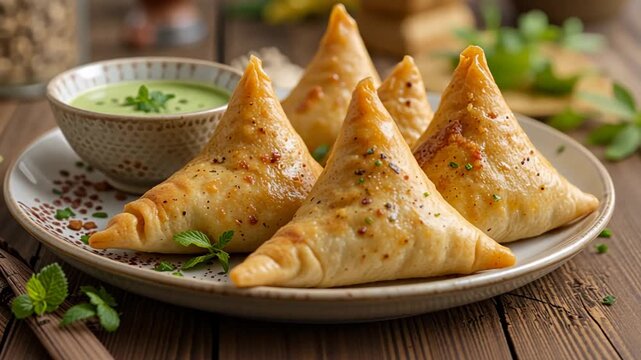 keema samosa with fresh mint chutney indian food snack video 
