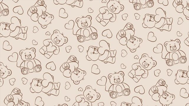 Hand drawn Teddy Bear background on a seamless loop