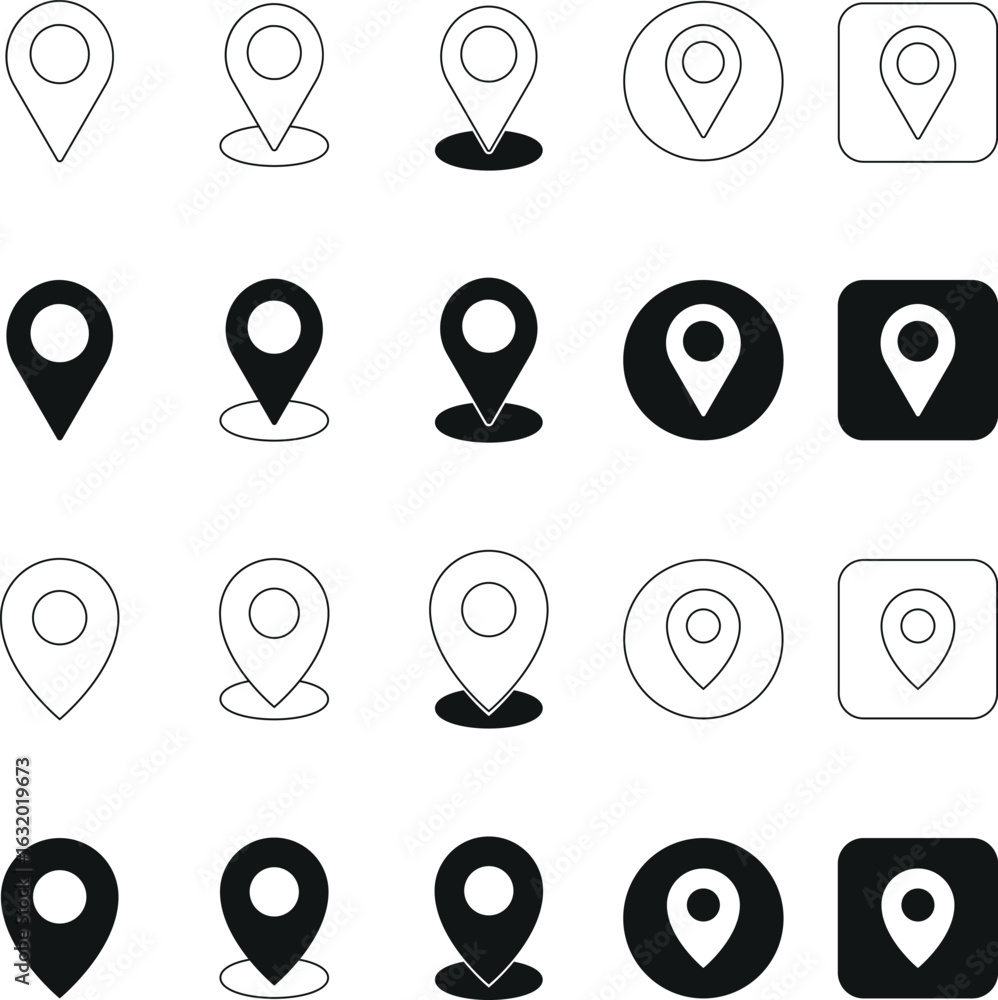 Aufkleber collection of modern map pin icons representing location and navigation concepts