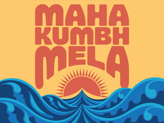 Maha Kumbh Mela Sun and Waves Festival Illustration