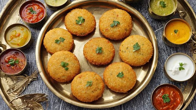 crispy golden vada on banana leaf traditional south indian snack video 