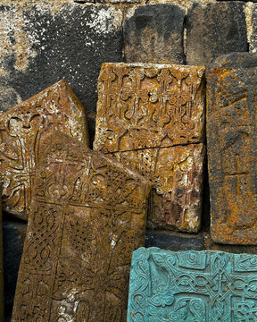 old armenian cross stones at Sevanavank Monastery