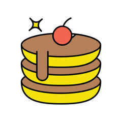 Pancakes color line icon with white background vector stock illustration