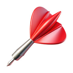 3d red dart isolated on transparent background