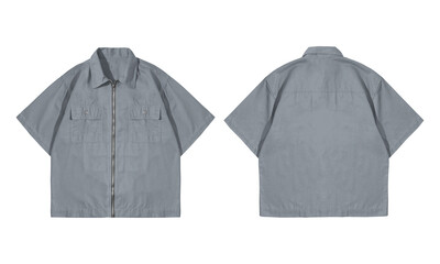 Workshirt zipper a gray zipper jacket shown front and back a versatile work shirt.