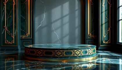 a luxurious podium, exuding elegance and sophistication, adorned with intricate details, showcasing a sense of grandeur and allure