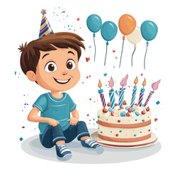 Happy birthday celebration with a boy