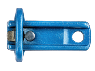 Blue Metal Bracket with Bolt and Opening