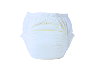 Soft white baby diaper pull up pants isolated on transparent background