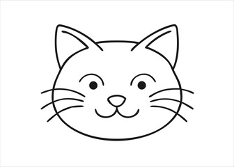 Charming feline face outline graphic simple black silhouette artistic representation isolated on white background
