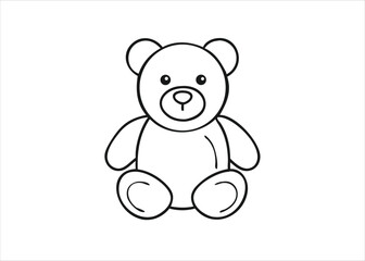 Charming single line art drawing of a sweet teddy bear in a classic black outline perfect for children s themes and adorable designs isolated on white background