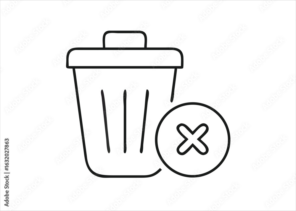 Poster simple trash bin delete symbol representing removal or disposal of unwanted items isolated on white 