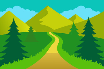 Fototapeta premium bright valley trail forest sides