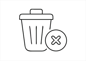 Simple trash bin delete symbol representing removal or disposal of unwanted items isolated on white background