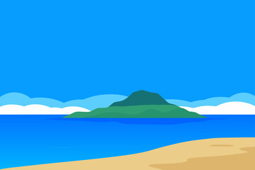 blue sky rocky island beach