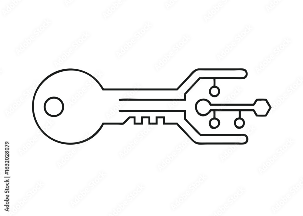 Poster a simple black digital key graphic with a clean design suitable for various applications and concept