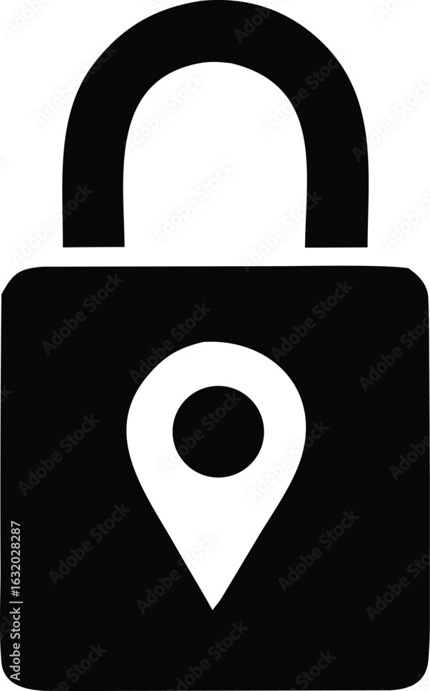 Poster Secure location icon symbolizing private data protection and geofencing security measures
