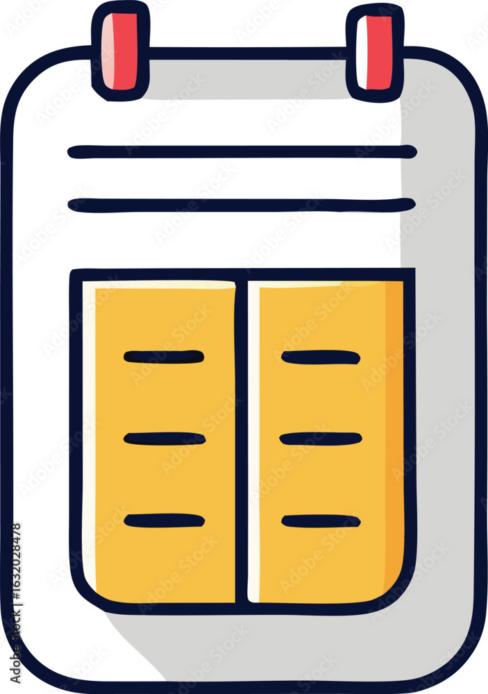 Poster simple cartoon illustration of a calendar with two columns for notes and important dates