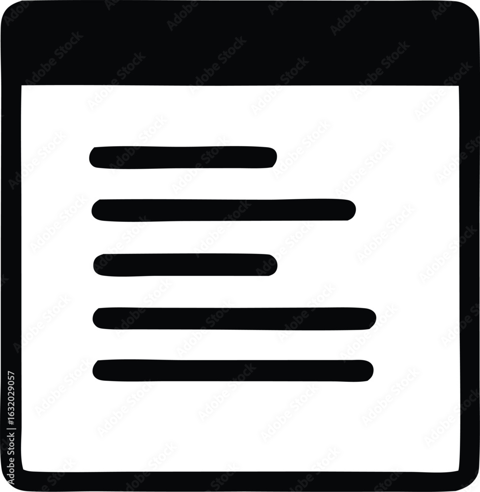 Poster simple hand drawn icon representing a document with multiple lines of text or content