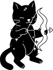 Cat character featuring the Sagittarius astrological symbol