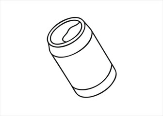 Hand drawn sketch of an aluminum beverage container with artistic line work and a simple outline style isolated on white background