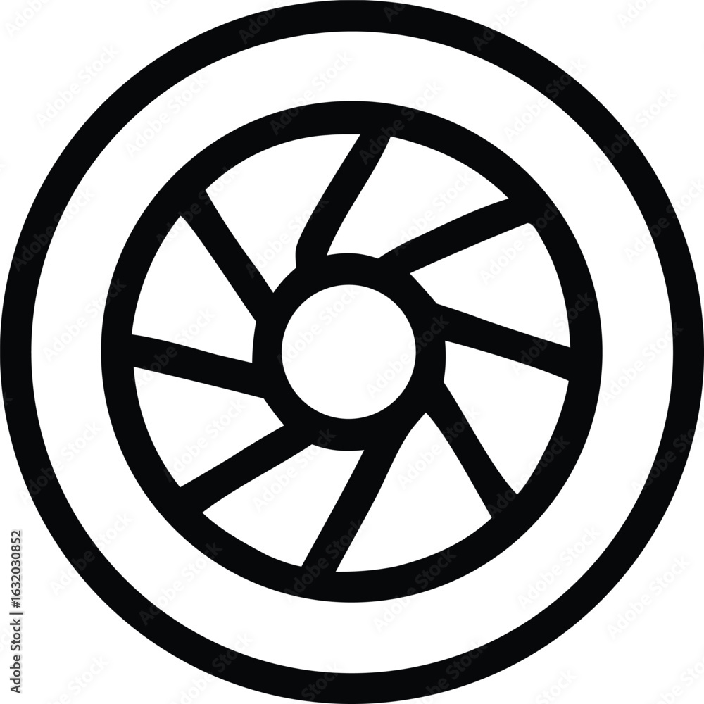 Aufkleber abstract circular geometric design with radial spokes and outer ring symbolizing movement or focus