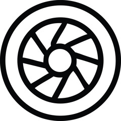 Obraz premium Abstract circular geometric design with radial spokes and outer ring symbolizing movement or focus