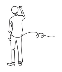 continuous line art of a man who works as a teacher or lecturer writing on a blackboard. teaching concept