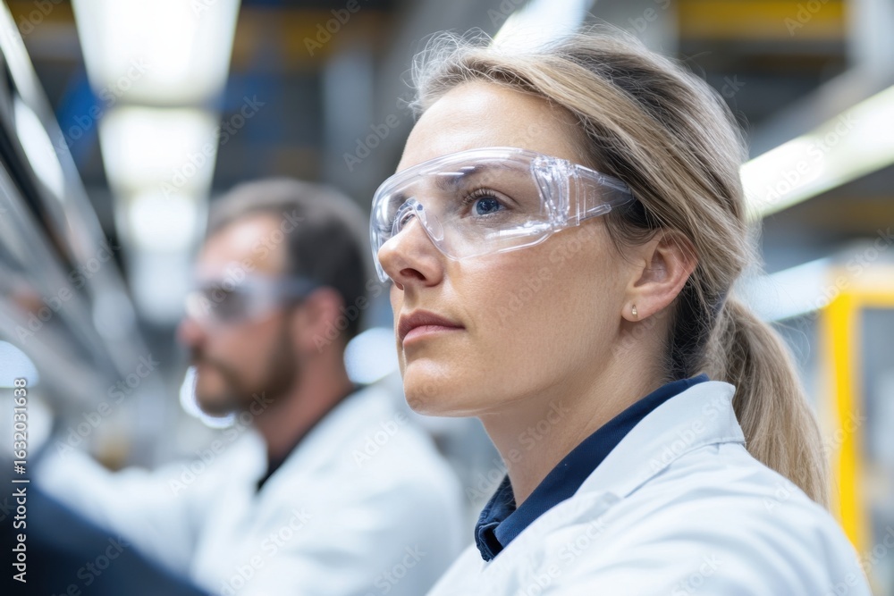 Poster team of electrocutters ensuring safety and efficiency in a factory setting