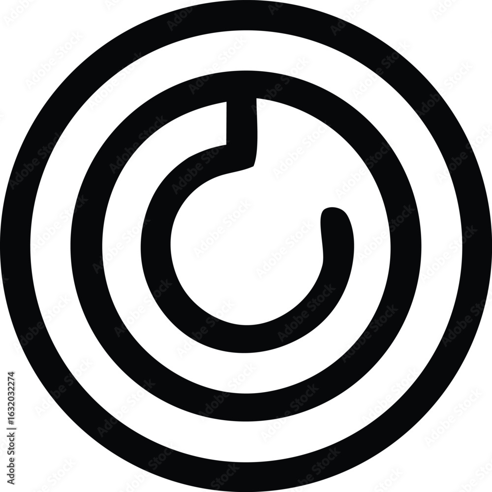 Poster abstract black and white circular maze design with a central opening and a distinctive path