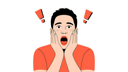 Man with open mouth, hands on cheeks, expressing shock.
