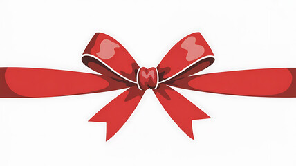 Red ribbon bow, festive and celebratory.
