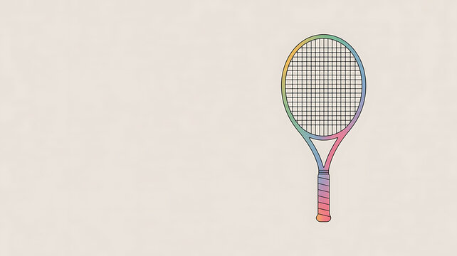 Rainbow-colored tennis racket, symbolizing inclusivity.
