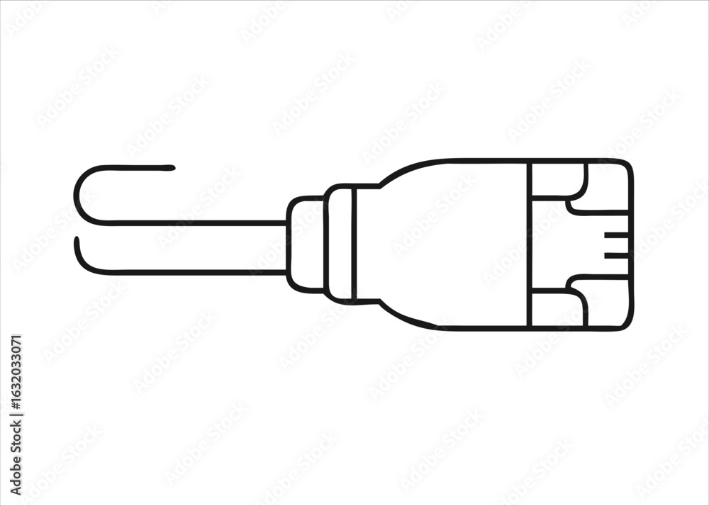 Aufkleber thin line illustration of a network cable connector a common computer networking hardware component 