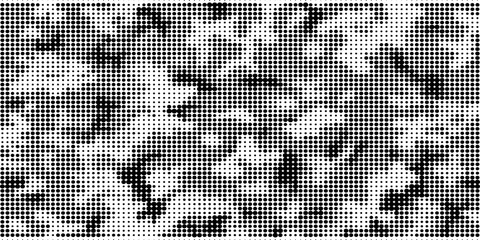 Halftone camouflage pattern with a modern, artistic look. Abstract military texture combining pixel and dotted elements using a limited color palette. Vector © Victoriya