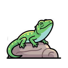 Fototapeta premium Happy Cartoon Lizard on a Rock