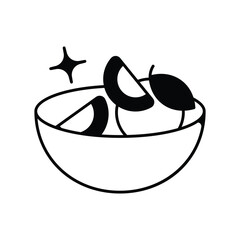 Fruit Bowl glyph icon with white background vector stock illustration