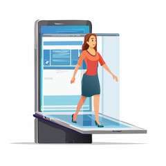Digital Transformation Concept – Person Stepping into Screen with Pixel Effect