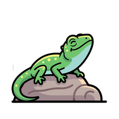 Fototapeta premium Happy Cartoon Lizard on a Rock