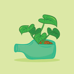 Vector illustration of ornamental plants in bottle pots