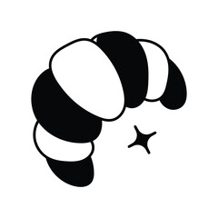 Croissant glyph icon with white background vector stock illustration