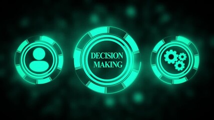 Futuristic Decision Making Process Visualization Animated Neon Graphics Representing People Gears and Decision Making Concepts Ideal for Business Technology and Innovation Presentations Abstract - Powered by Adobe