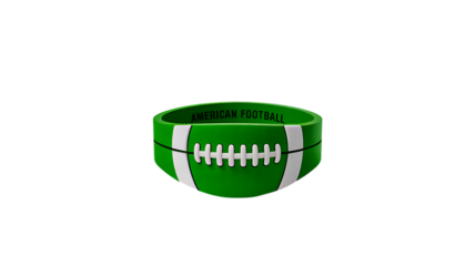 Green football spirit silicone wristband isolated on white background

