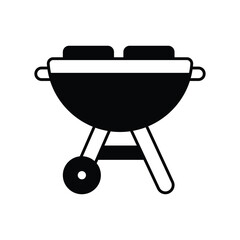 BBQ Grill glyph icon with white background vector stock illustration