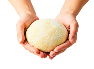 Hands holding raw dough isolated on transparent background