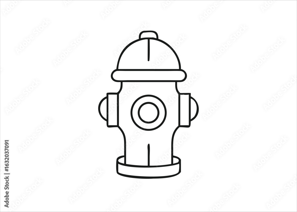 Poster a simple line drawing of a fire hydrant suitable for children to color featuring bold outlines and c