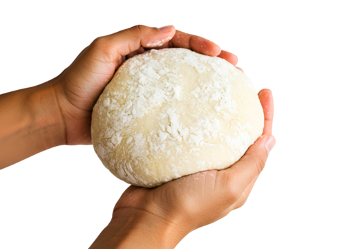 Hands holding raw dough isolated on transparent background - Powered by Adobe