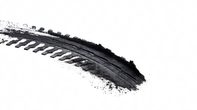 Fototapeta Close-up of black tire tread mark on white background