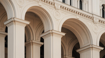 Ornate arches and columns of a grand building.
