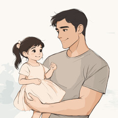 Father and daughter smiling together